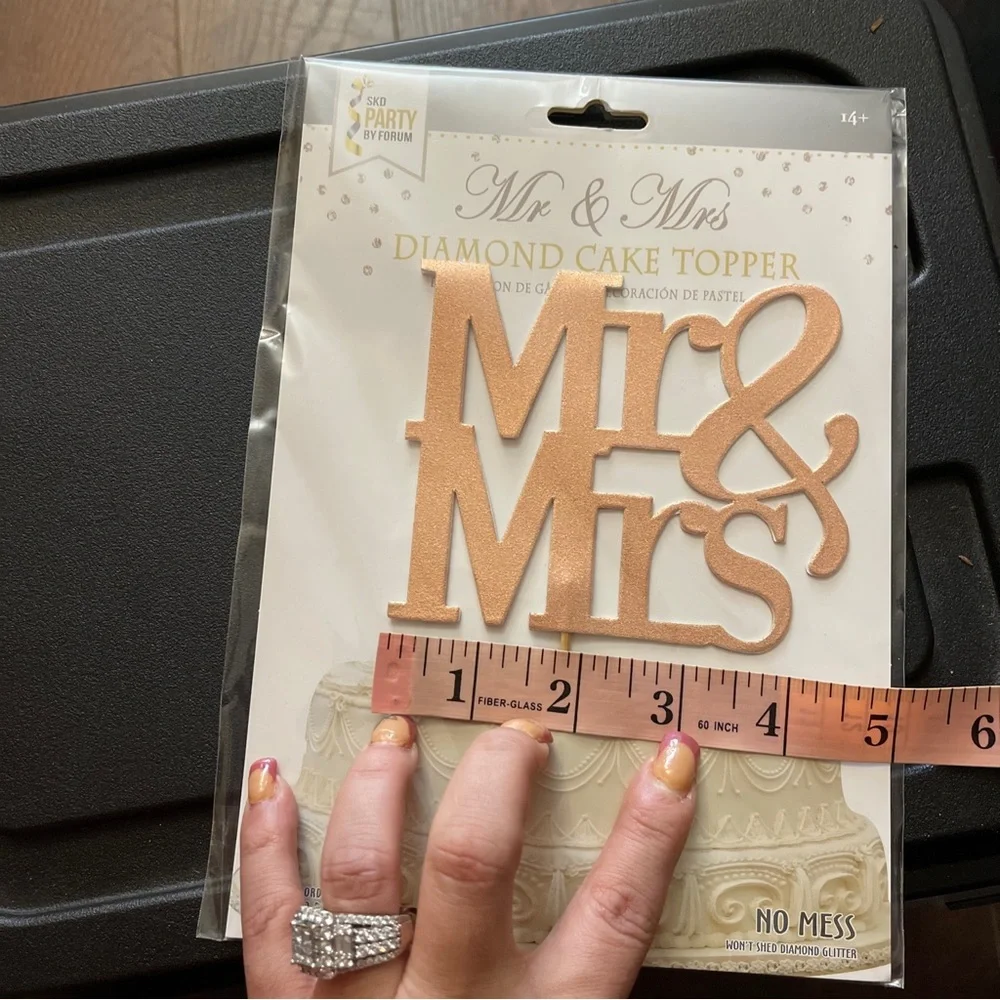 Diamond Glitter Mr & Mrs Cake Topper, Rose Gold, 6-1/2-Inch (Rose Gold)